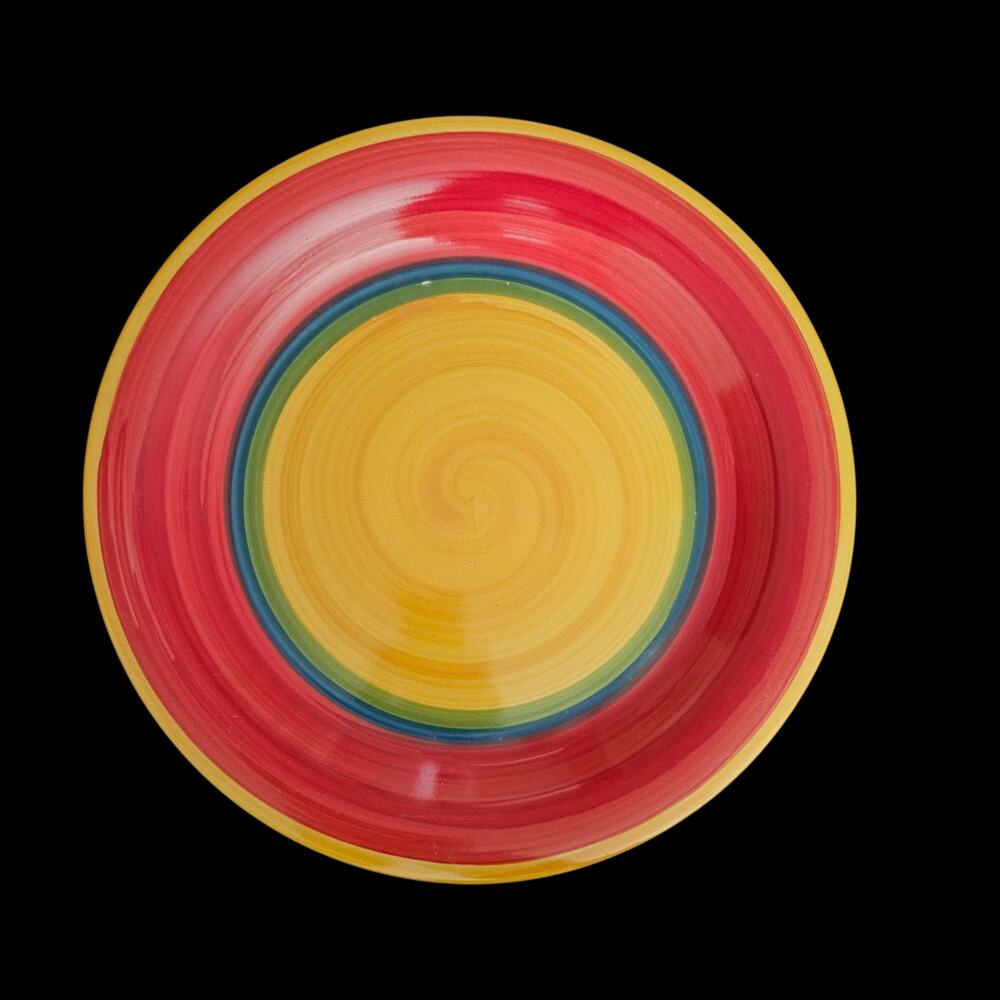 Royal Norfolk Rainbow Striped Dinner Plate Colorful Banded Ceramic
